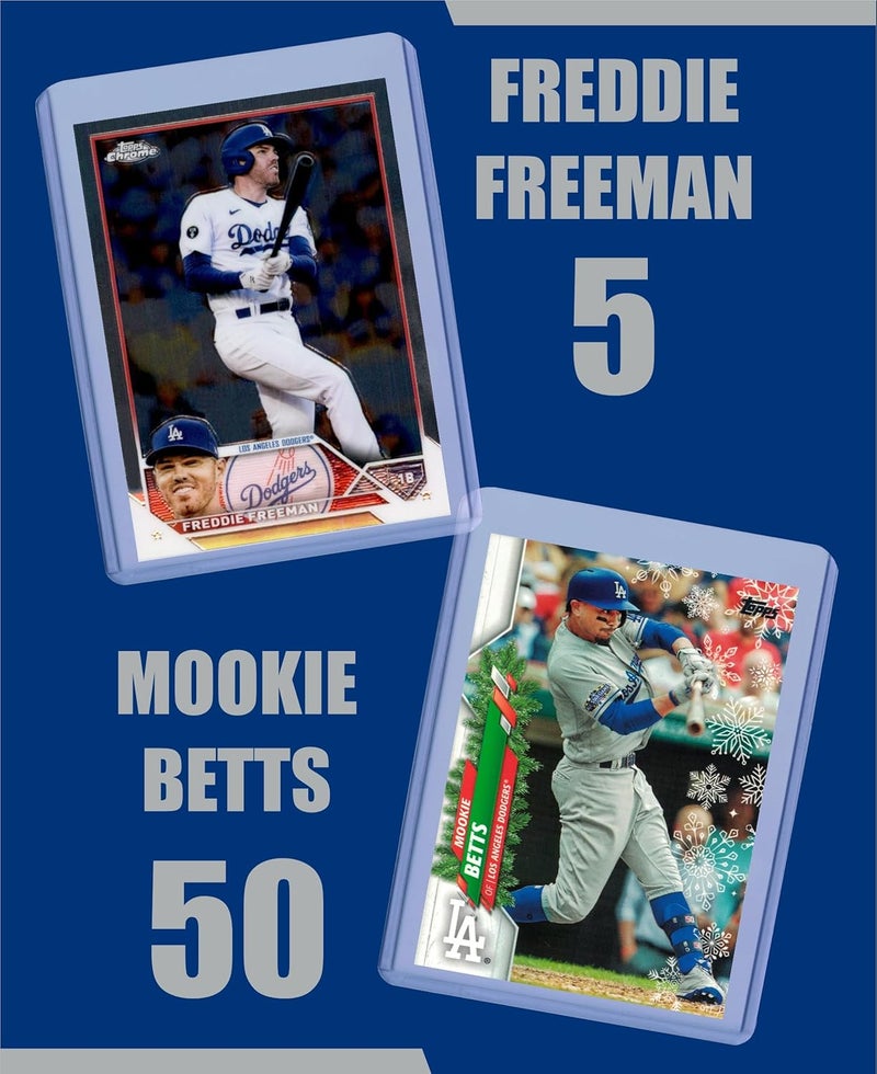 Chaser Los Angeles Dodgers Baseball Cards: Freddie Freeman, Shohei Ohtani, Mookie Betts, Will Smith, Clayton Kershaw, Max Muncy, Teoscar Hernandez, Jackie Robinson ASSORTED Stars and GOATs LA Trading Card and Wristbands Gift Pack - Image 2